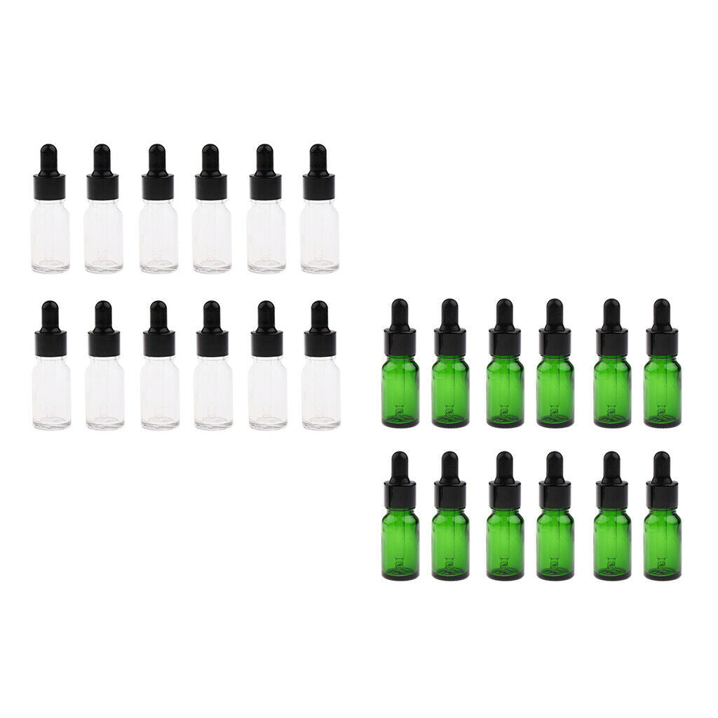 24 Pieces Mini Empty Reusable Dropper Bottles for Essential Oils Cosmetics