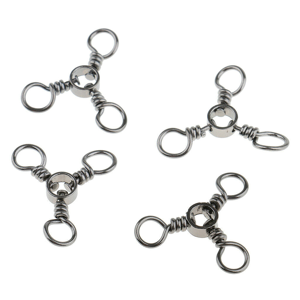 50pcs Stainless Steel 3 Way Triple Barrel Swivels Fishing Tackle Tools 3#
