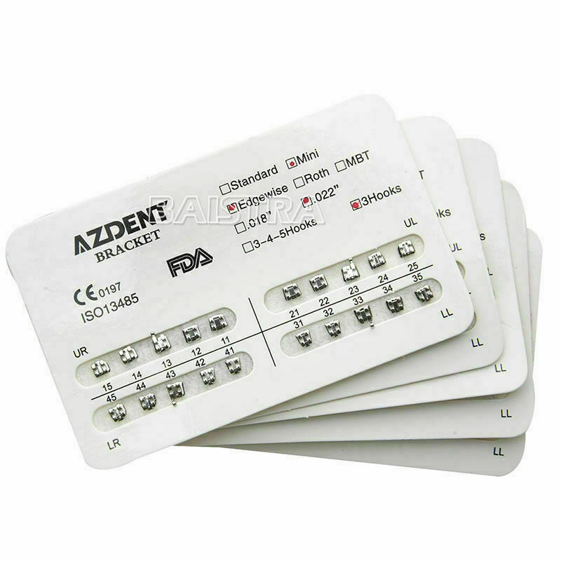 200packs Orthodontic Brackets Braces Dental Edgewise Slot.022 Hooks 3 AZDENT