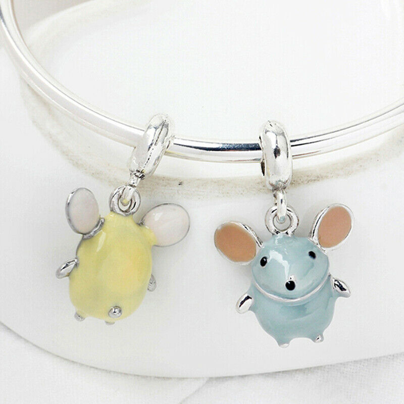 2pcs/set Enamel mouse pendant bangle trinket animal jewelry for women gifDEAU