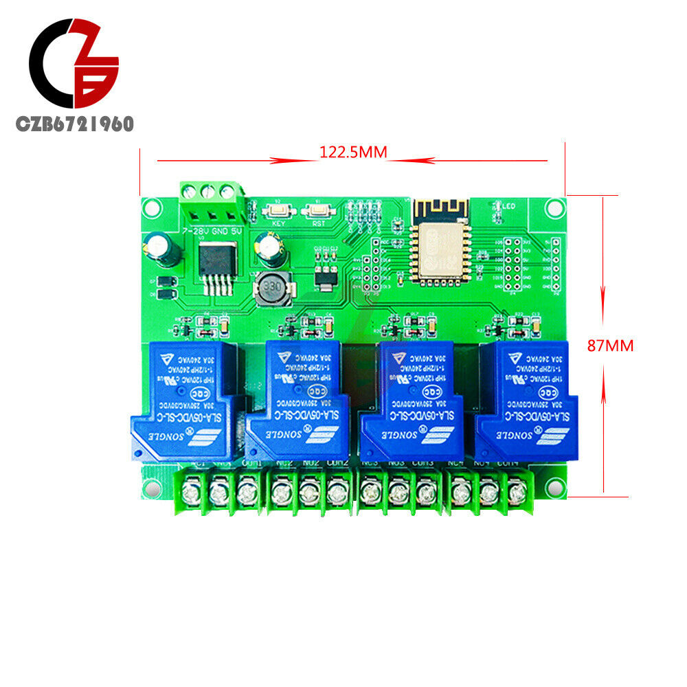 Smart ESP-12F DC 7-28/5V Power Supply Esp8266 Wifi 4Channels 5V/30A Relay Module
