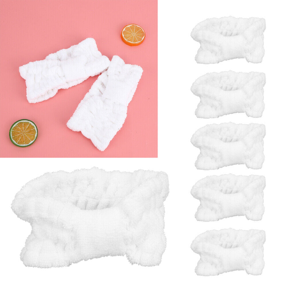 6x Microfiber Headbands Soft Elastic Bowknot Hair Bands for Makeup Face Washing