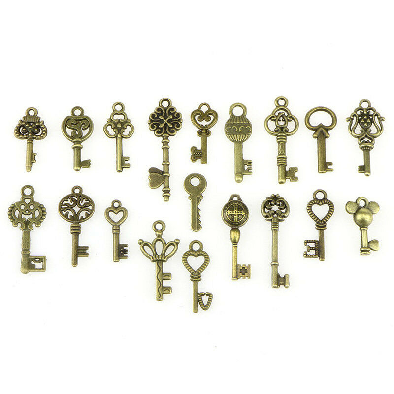 100X Look Skeleton Key DIY Necklace Key Chain Metal Jewelry Making Penda CRABDD