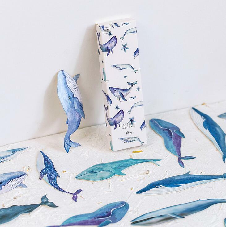 30pcs/Pack Ocean elf whale Bookmark Paper Message card Office School Stationery