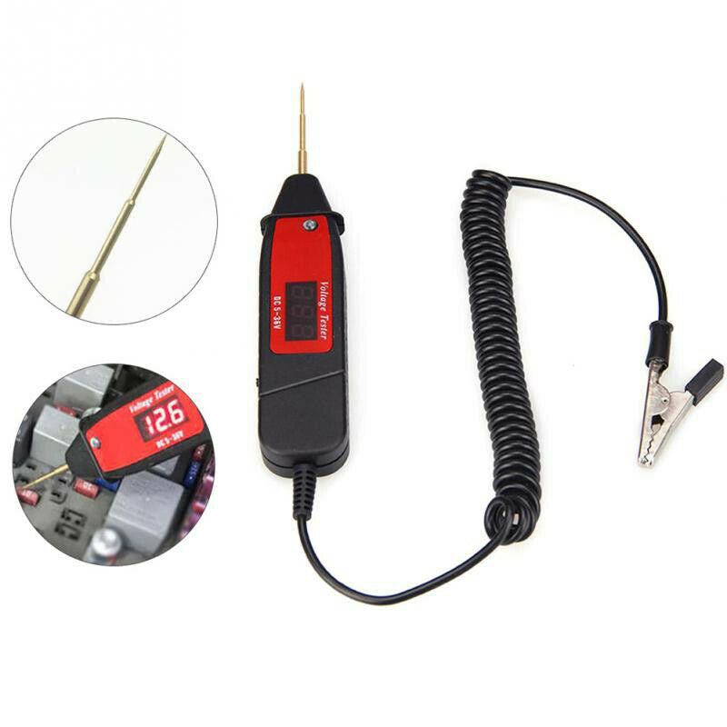 Car Voltage Detector Test Pen 1.65m Extended Spring Line w/ ON OFF Switch5-36V