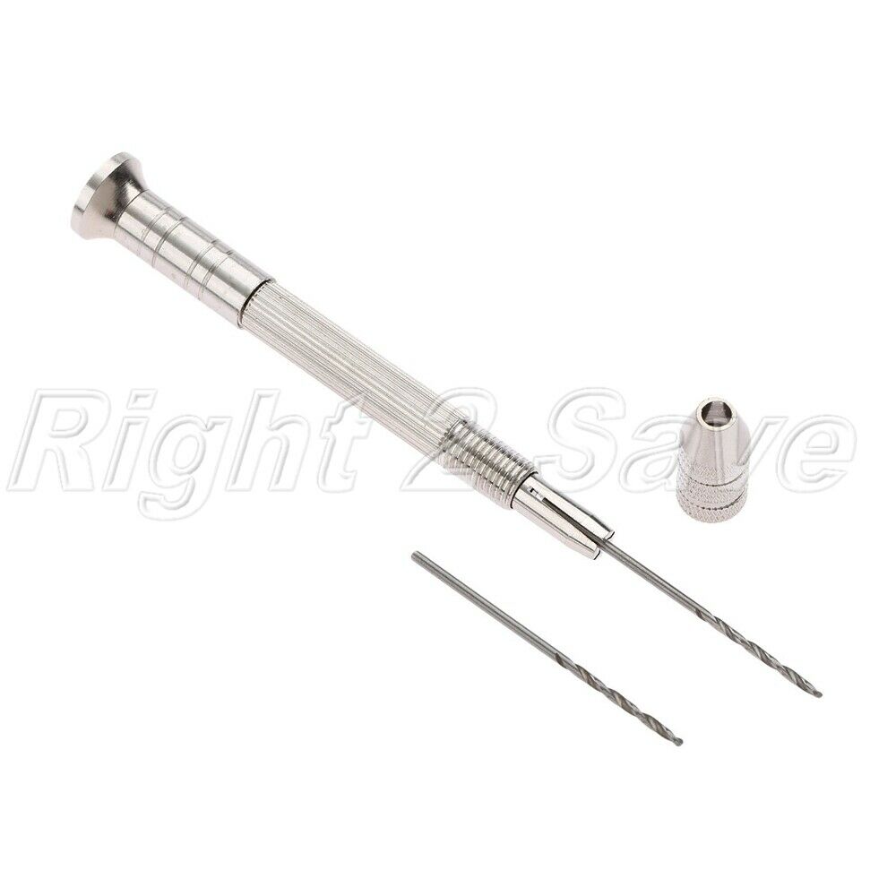 0.3-2.5mm Aluminium Alloy Hand Drill With Keyless Chuck & 2x HSS Twist Drill Bit