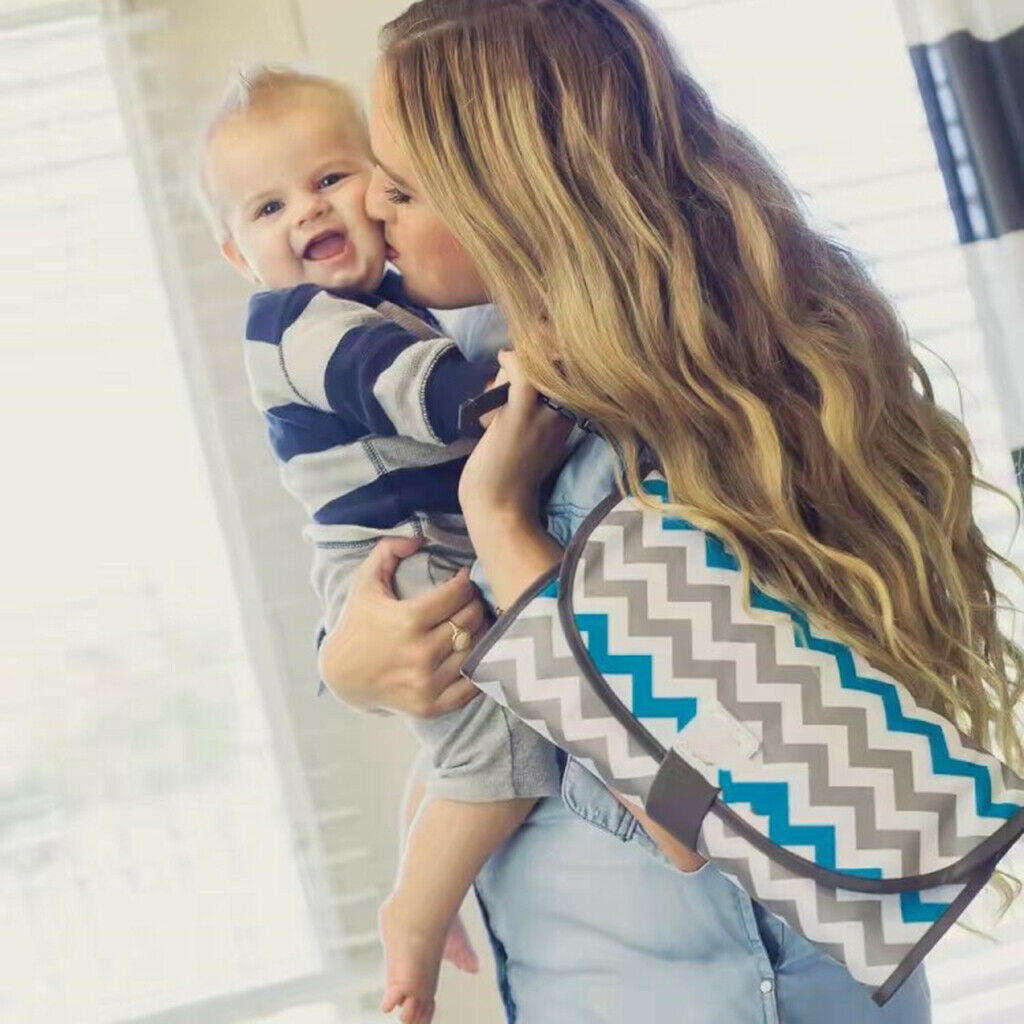 Baby Portable Changing Pad 3-in-1 Diaper Clutch Changing Station Wave