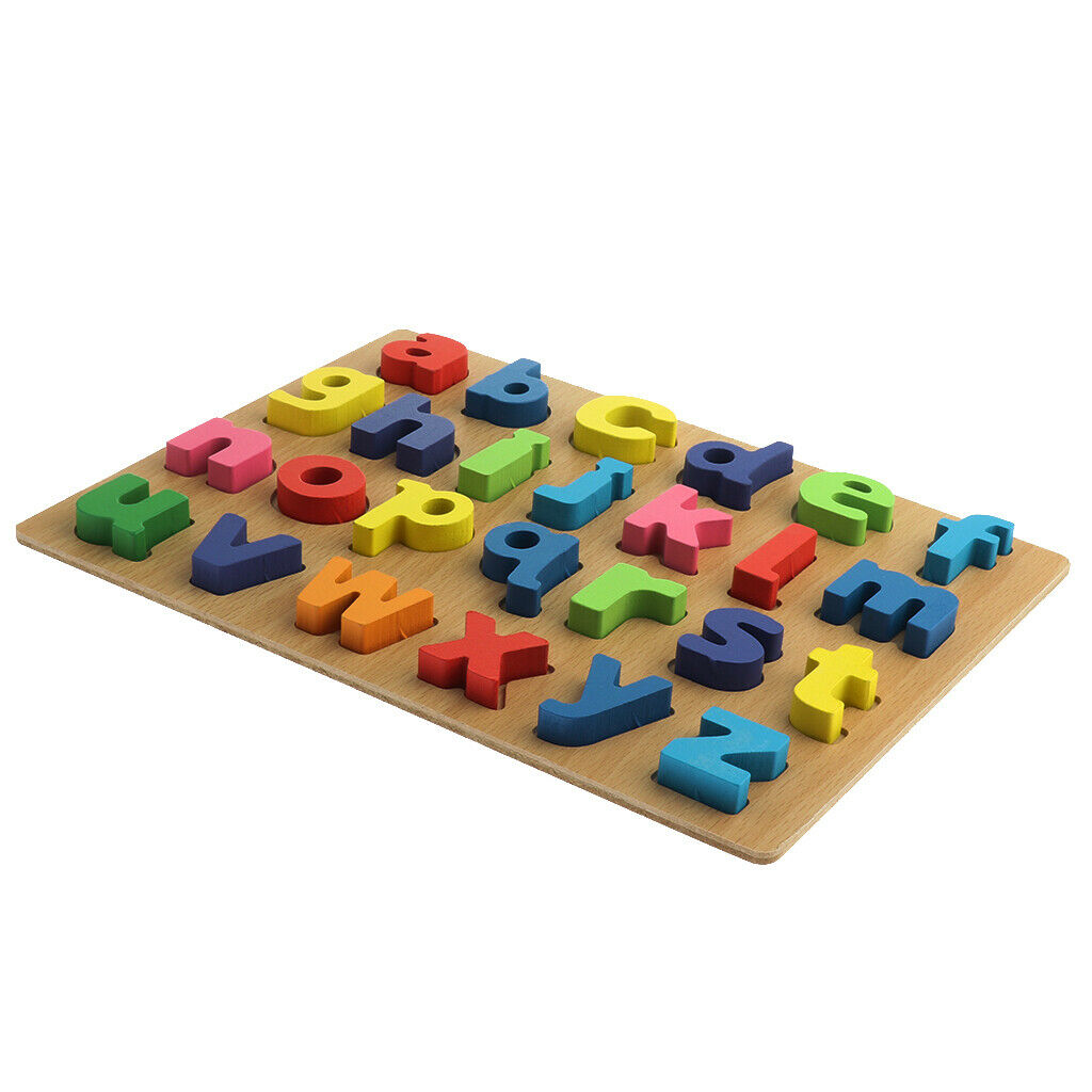 Wooden Puzzle Board Color Lower Case Blocks Toys For Children
