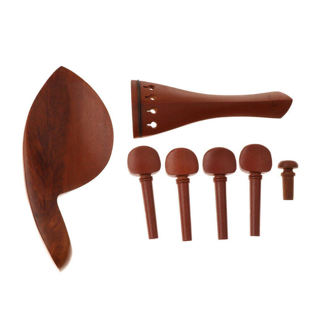 3/4 Jujube Violin Chinrest Tailpiece Tuning Peg End Pin for Violin Fiddle