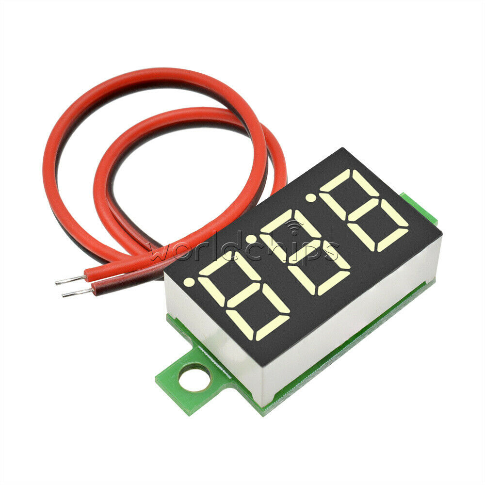 Mini White 4.7-32V 2 Wire LED Panel Voltage Meter 3-Digital Adjustment Voltmeter