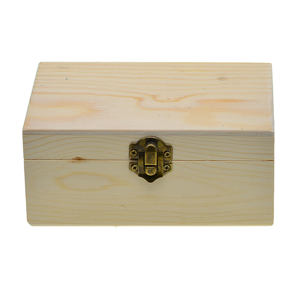 Unpained Wood Box Storage Organizer Locakable for Bracelets Necklace Earrings