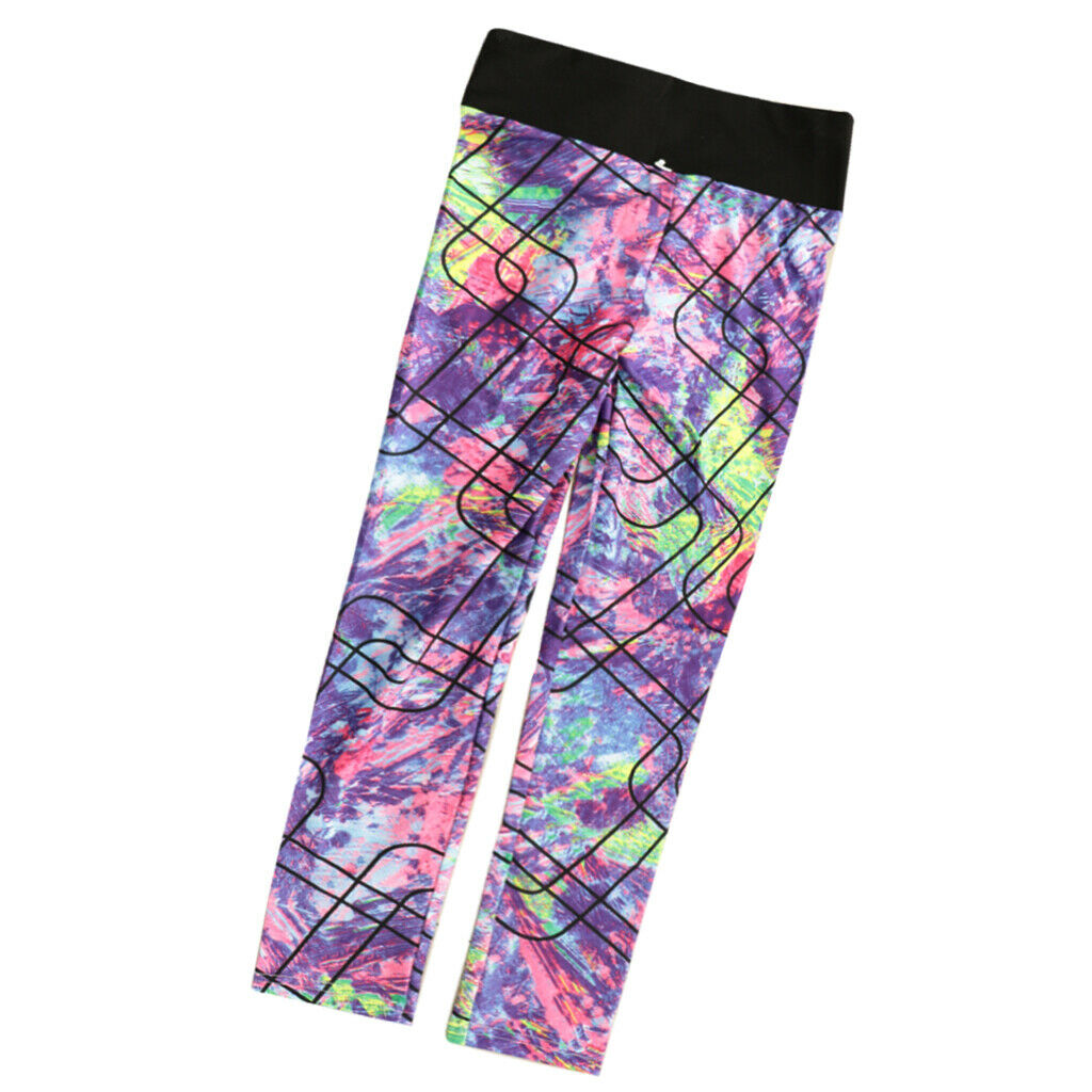 Women's Printed Splicing Geometric Yoga Pants Sport Skinny Pants Leggings S