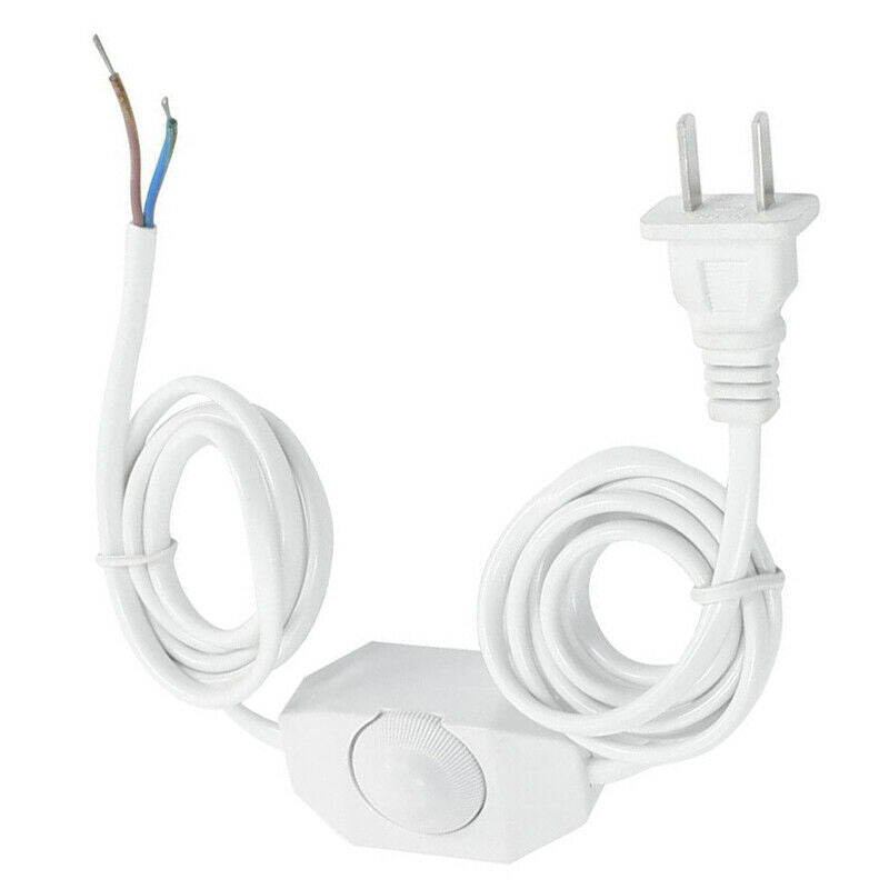 White Lamp Power Cord w Dimmer Switch AC 250V/110V US Plug M9I9I9