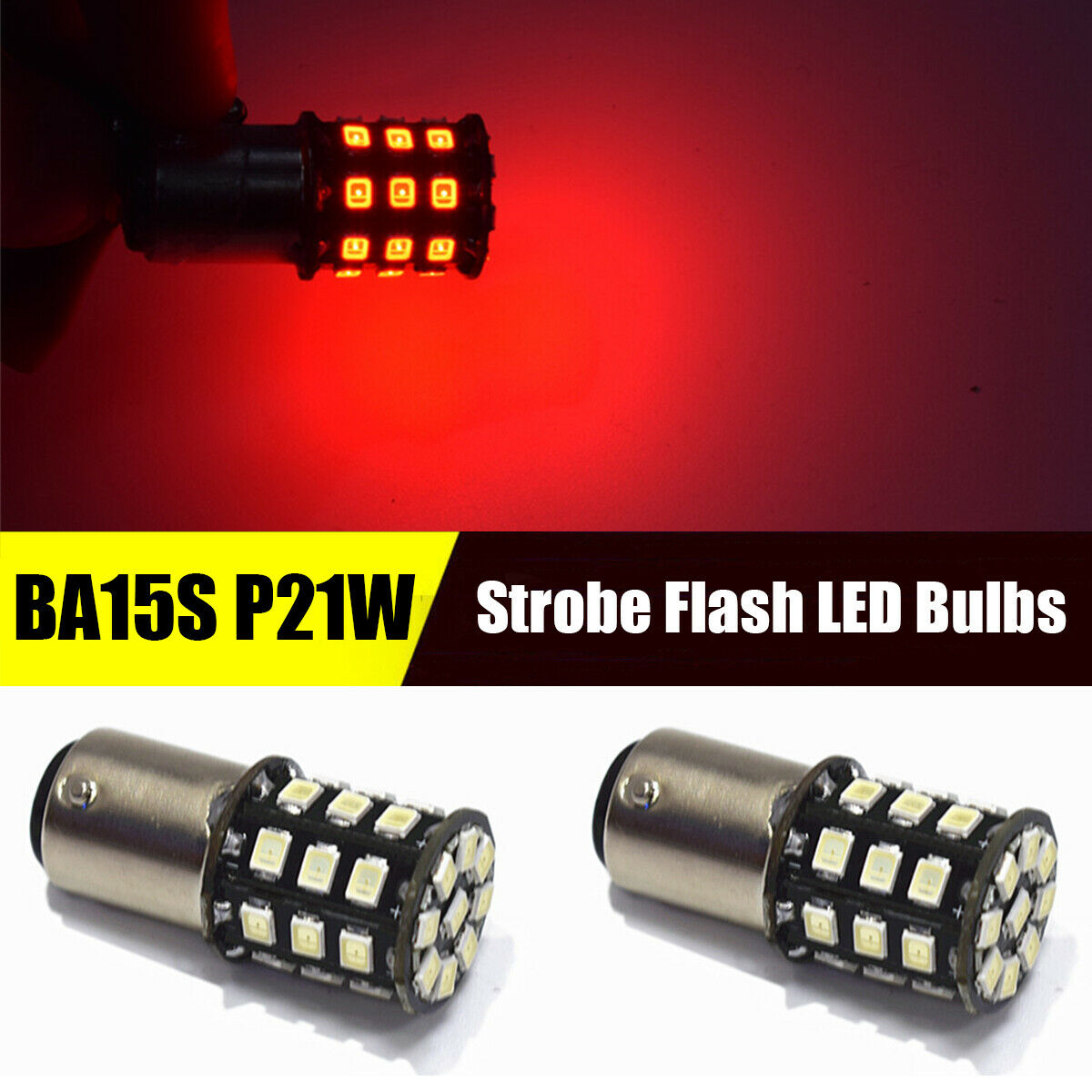 2X Red 1156 BA15S P21W LED Auto Car Reverse Light Lamp Bulb Tail Brake Stop Ligh