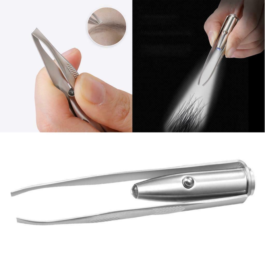 LED Eyebrow Tweezer Eyes Hair Remover Removal Makeup Tool Stainless Steel