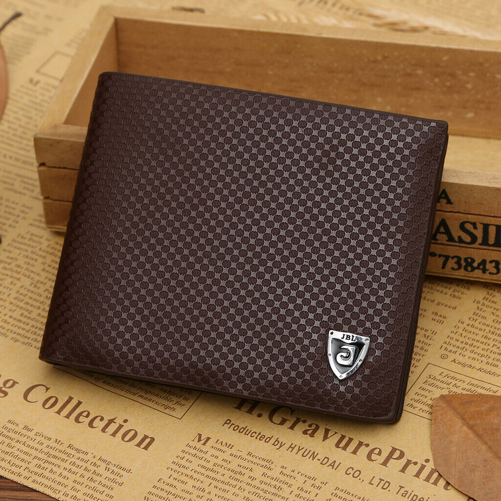 Mens Short Circular PU Leather Cash Card Holder Purse Clutch Wallet Coffee