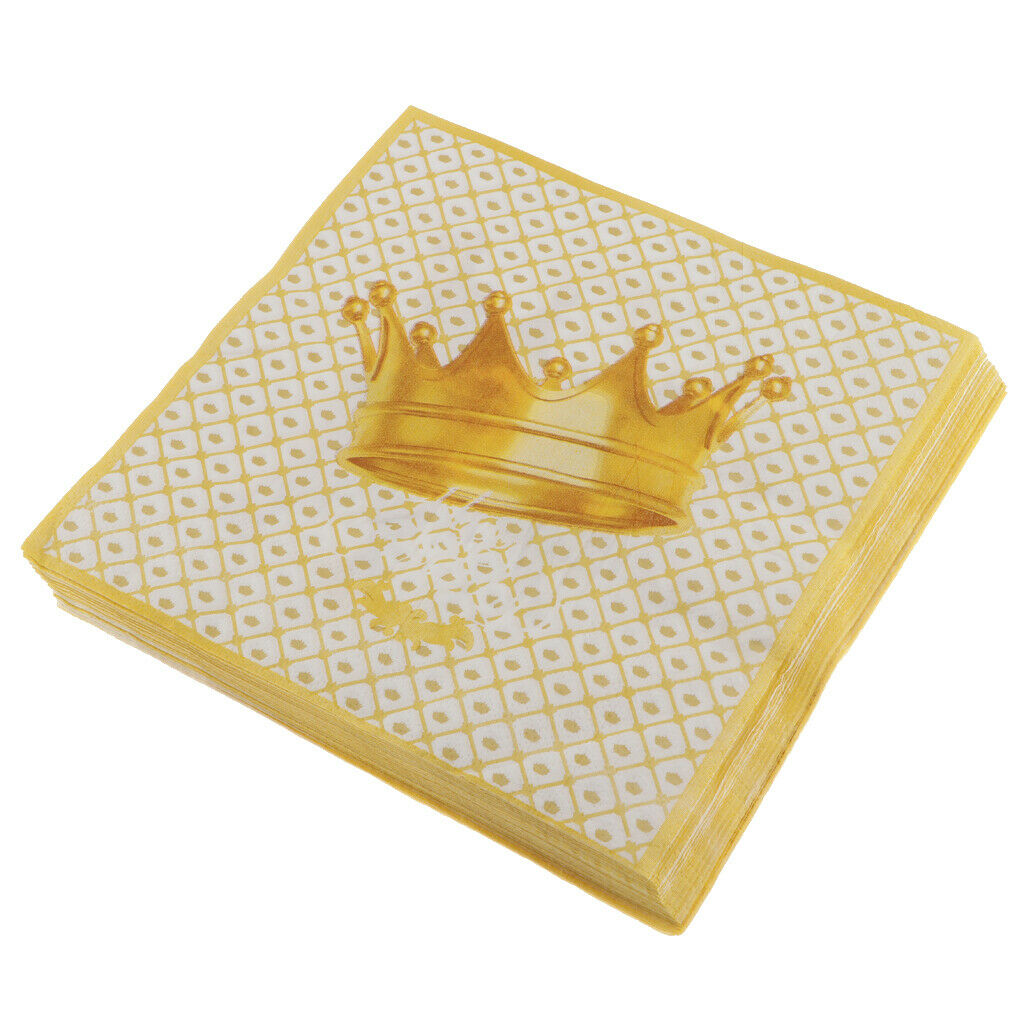 80 Pack Crown Design Paper Napkins for Wedding Party Decor Golden