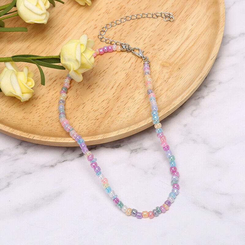 Boho Fashion Women Choker Colorful Beads Chain Women Charm Necklace Jewelry Y1
