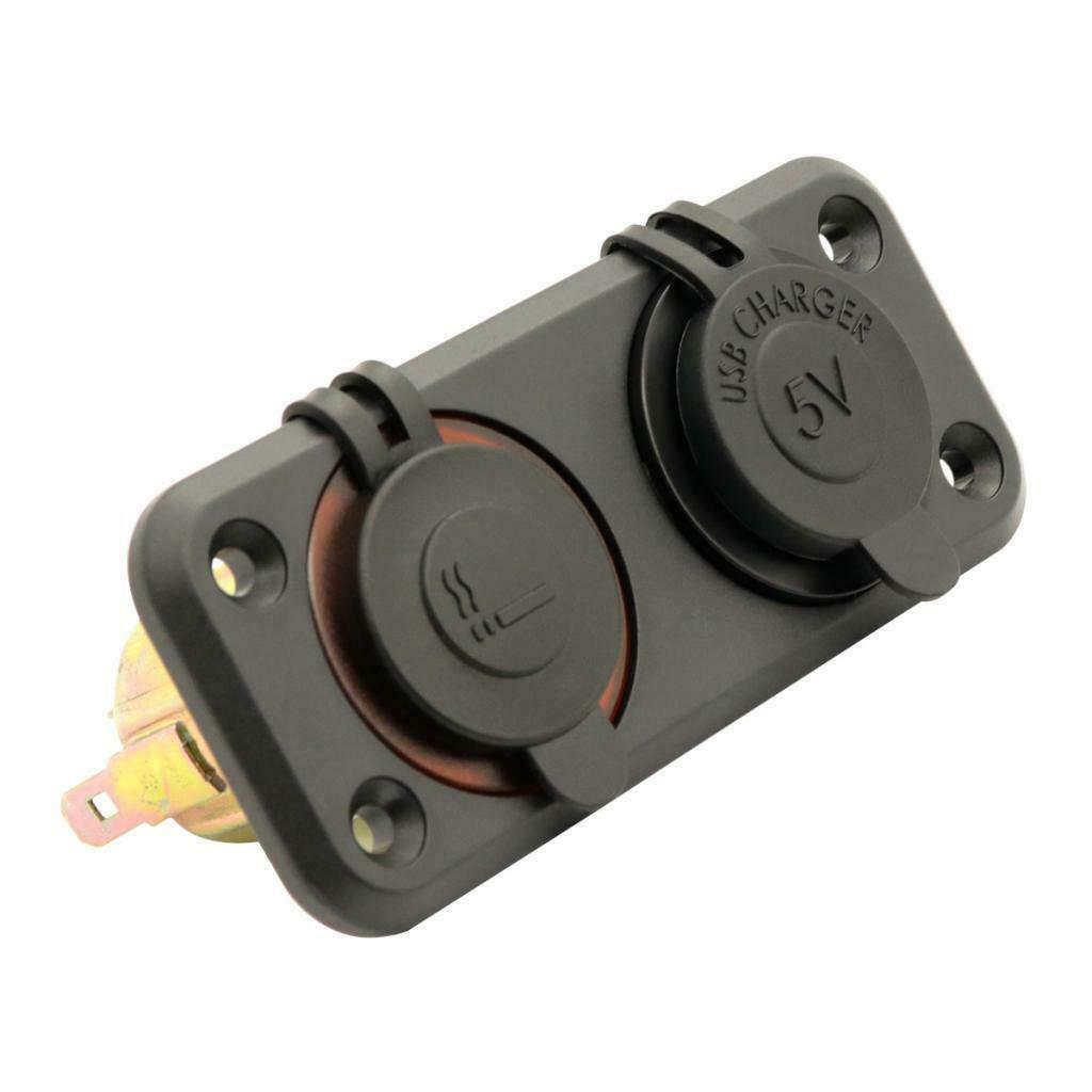 12V Boat  Lighter Socket Splitter Waterproof Dual USB Car Socket Panel