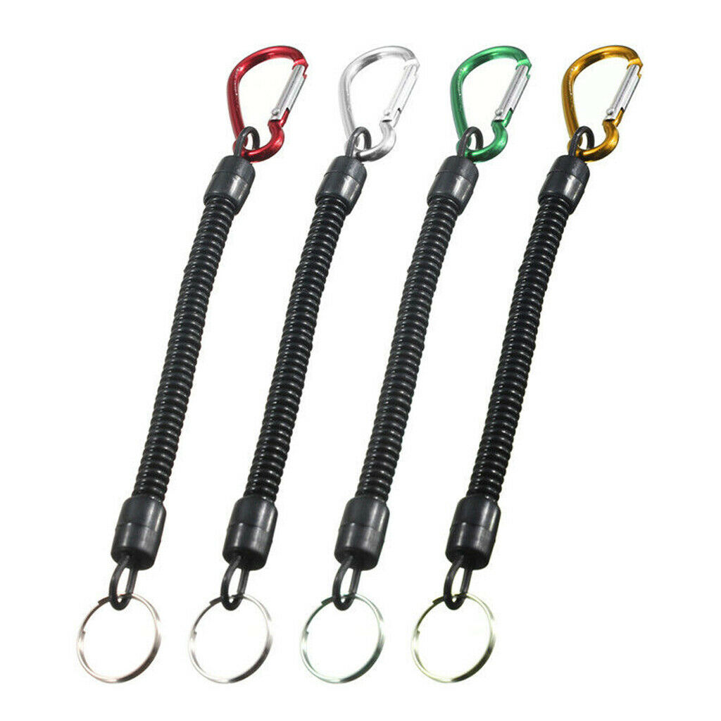 5pcs Retractable Fishing Lanyards Coiled Tether Secure Tackle Tools Red