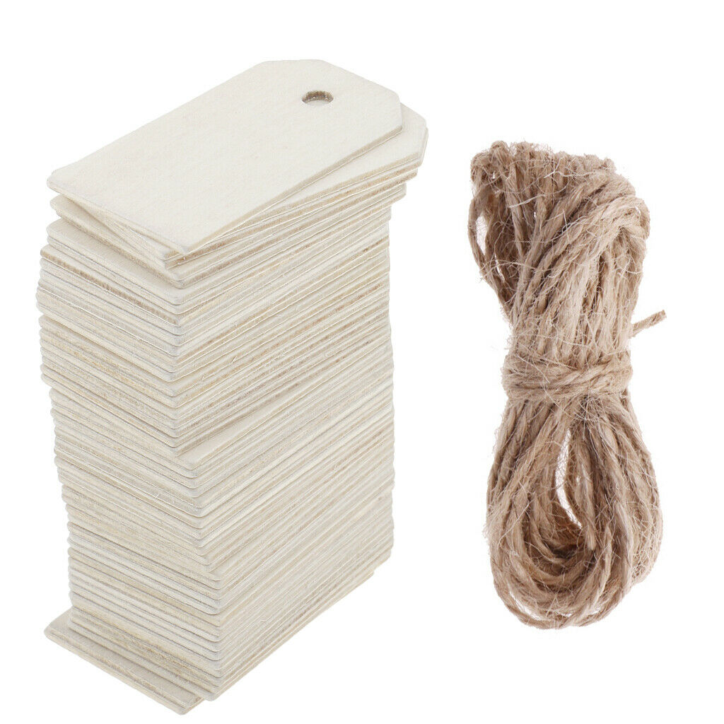 50x Rectangle Wood Pieces Embellishments DIY Wood Tags Christmas Birthday