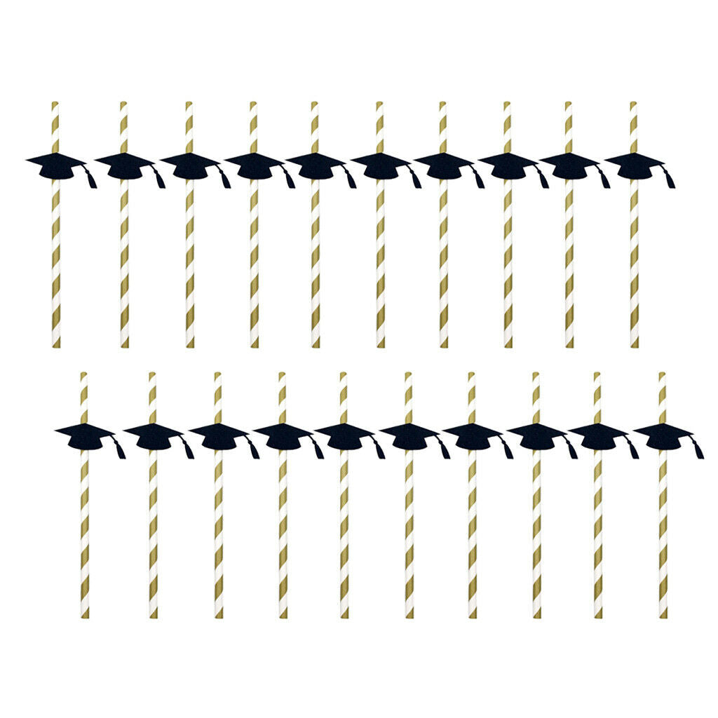 20pcs Yellow Paper Straws Birthday Wedding Graduation Party Straws Decor