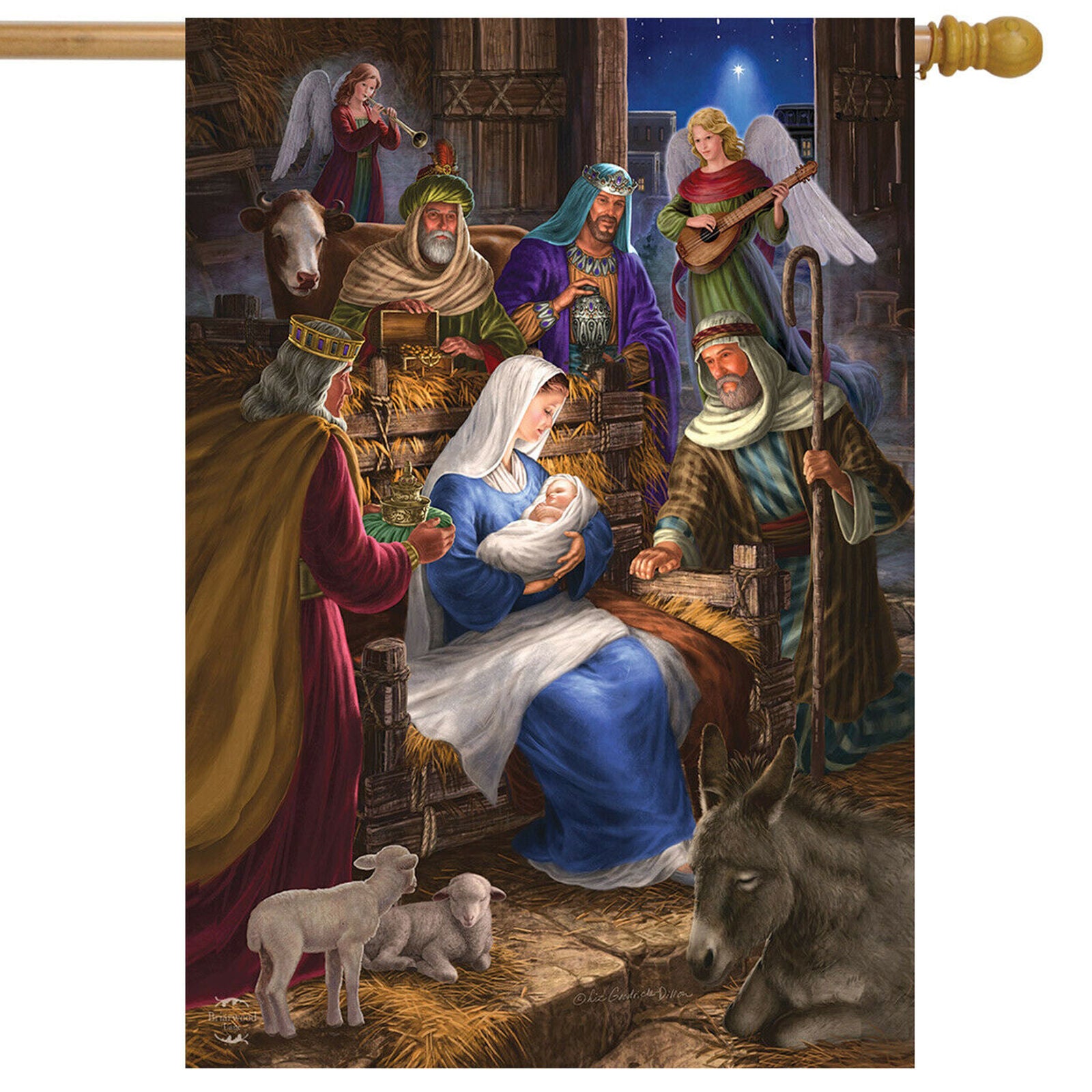 Holy Family Christmas House Flag Nativity Religious 28" x 40" Briarwood Lane