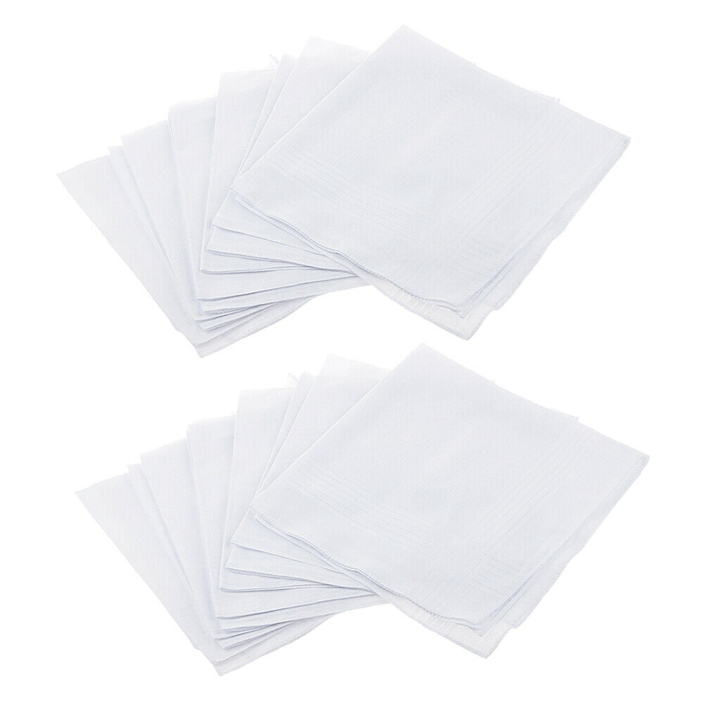 24x Fashion Solid Men's Large Handkerchiefs Wedding Groom's Hankies Towels