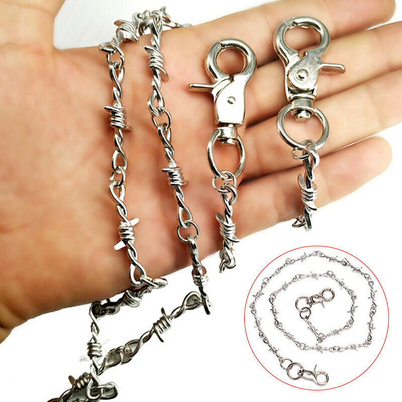 75cm Unisex Fashion Rock Punk Style Jeans Metal Pants  Hip-hop Key Chain Sil- DD