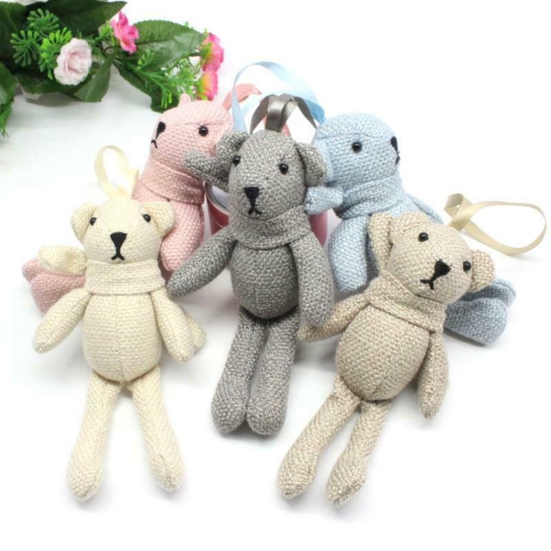 Soft Plush Linen Bear Keyring with Soft PP Cotton Mini Bear Key Chain