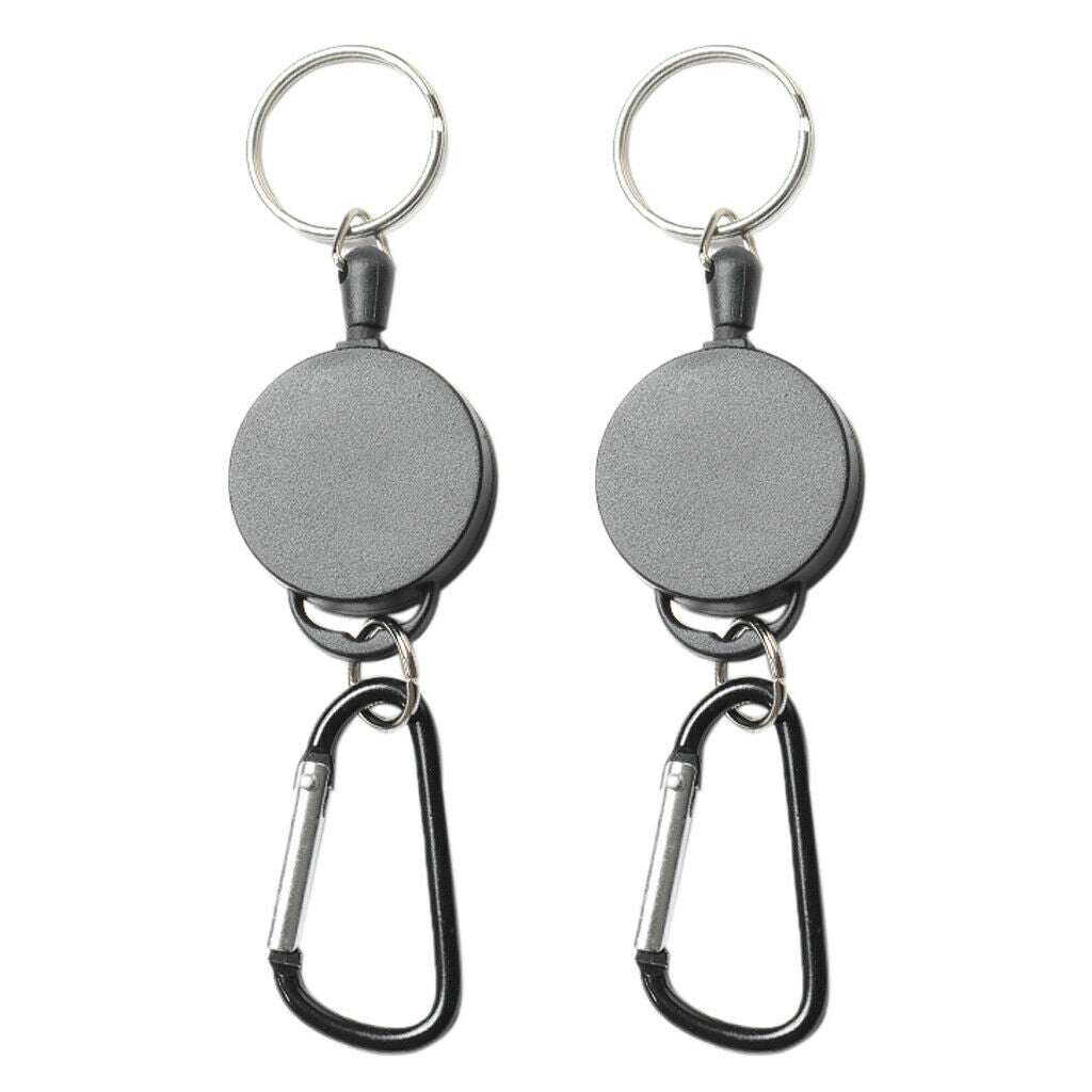 2 Pieces Retractable Keychain Spring Snap Hook Hiking Belt Clip Carabiner