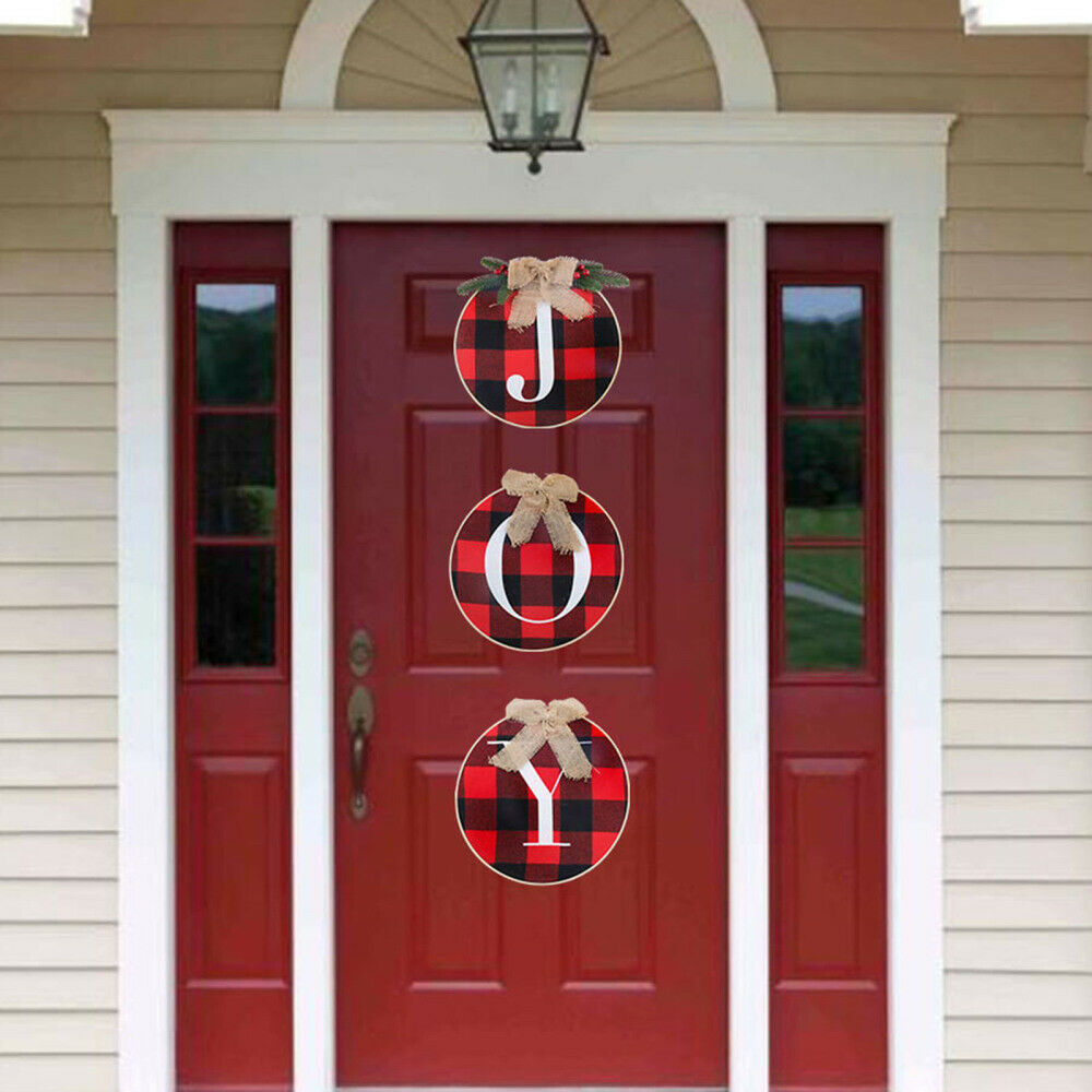 3pcs Front Door Decoration Round Joy Welcome Wooden Sign for Home Outdoor Indoor