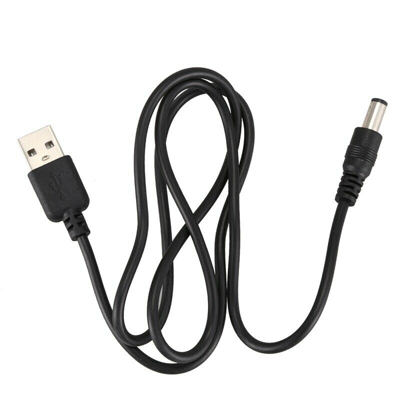 USB Cable 5.5mm / 2.1mm 5V DC Barrel Jack Power Cable (Black, 75cm) F6P5
