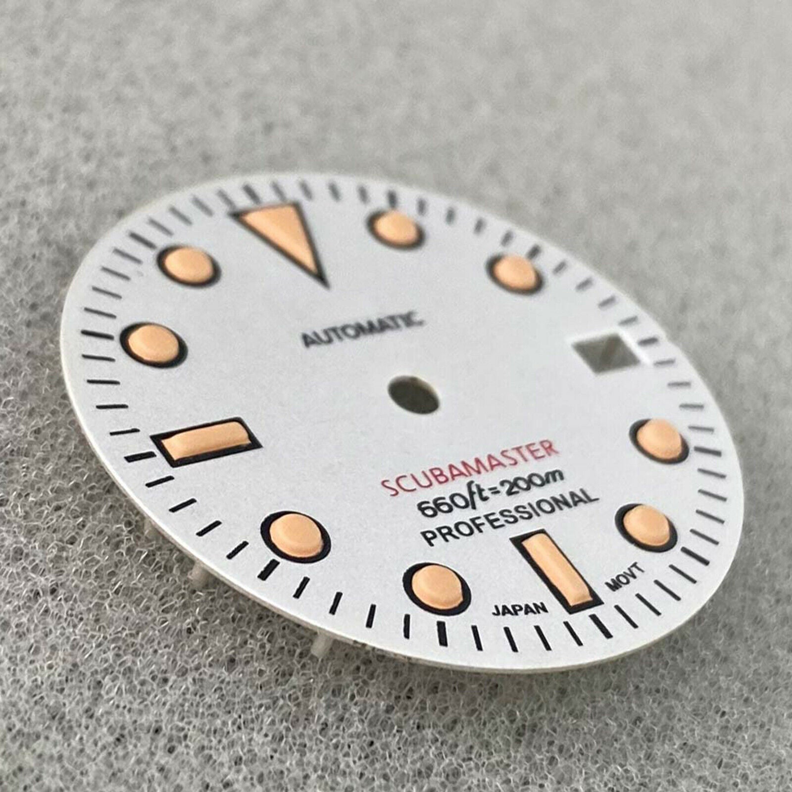 For NH35 SKX007 Watch Movement White Watch Dial Green Luminous Modified Dial