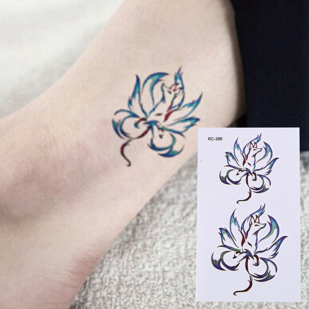 Waterproof Temporary Tattoo Stickers Nine Tail Fox Water Transfer flash tatoo BD