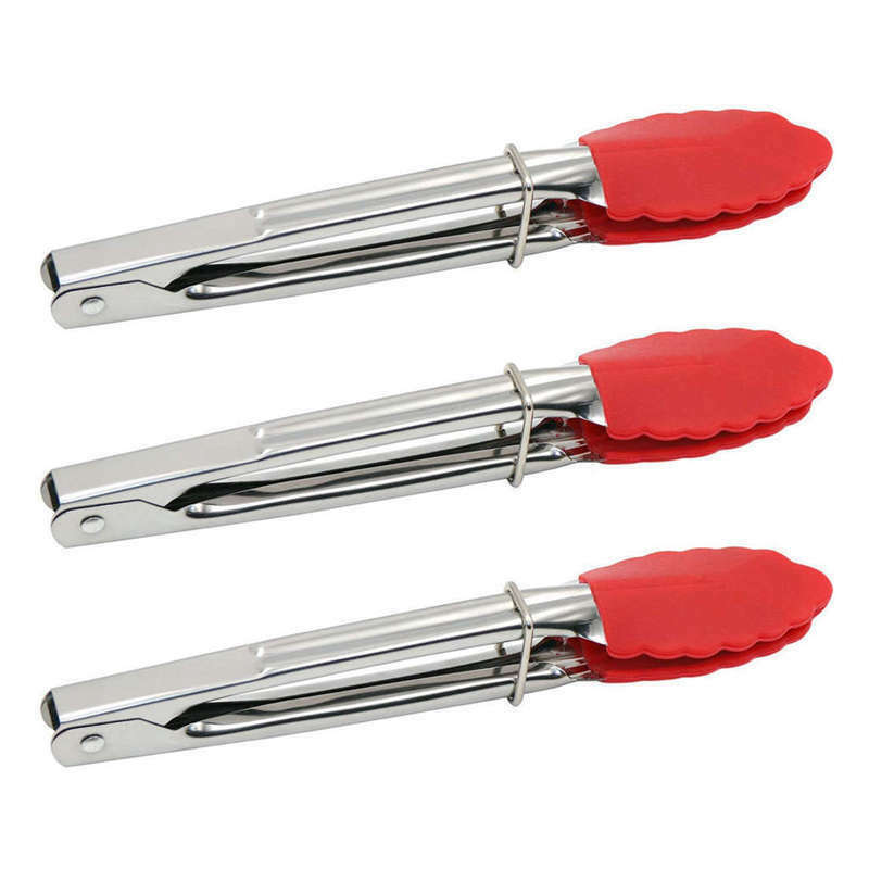 Small Tongs With Silicone Tips 7 Inch Kitchen Tongs – Set Of 3 - Perfect For SQ6