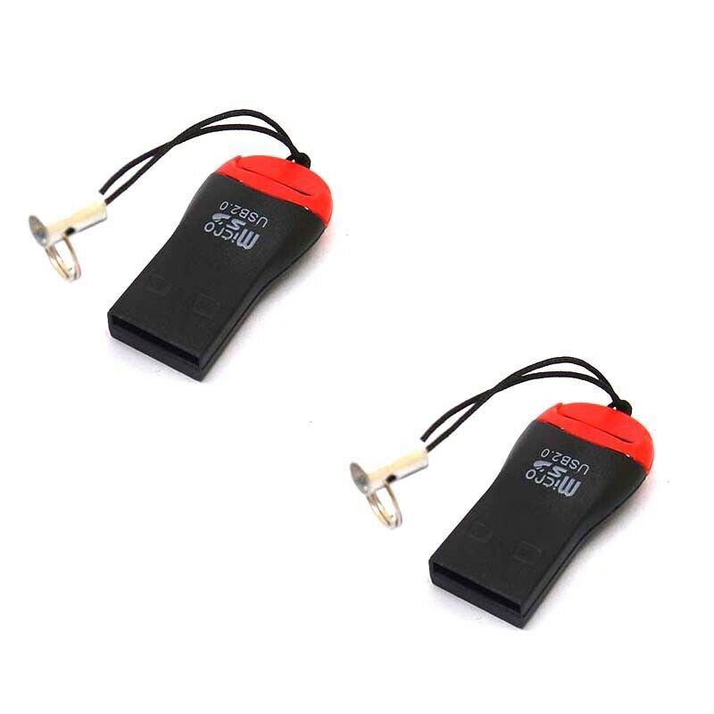 2pcs easy carry key ring USB 2.0 TF Memory Card Reader MicroSD Micro SD T-Flash