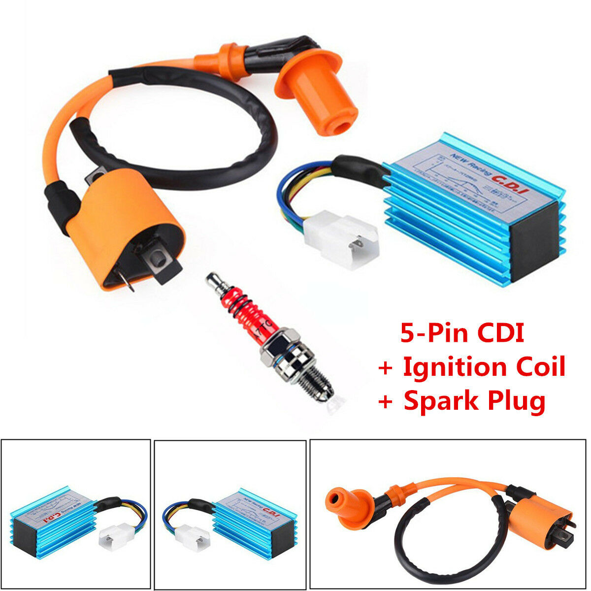 Racing CDI Box+Ignition Coil+Spark Plug 50-160cc Motorcycle 4-Stroke Scooter ATV