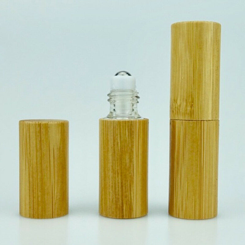 Natural Bamboo Essential Oil Roller Bottles Travel Portable Roll On Bottle