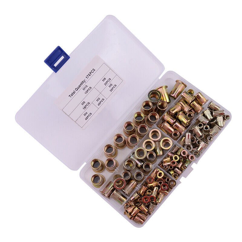 175x M3 M4 M5 M6 M8 M10 Knurled Steel Rivet Nuts Rivnuts Nut Serrated Kit A8