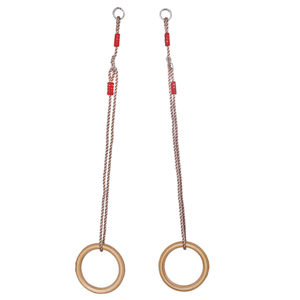 2pcs Wooden Gymnastics Ring Fitness Ring with Straps
