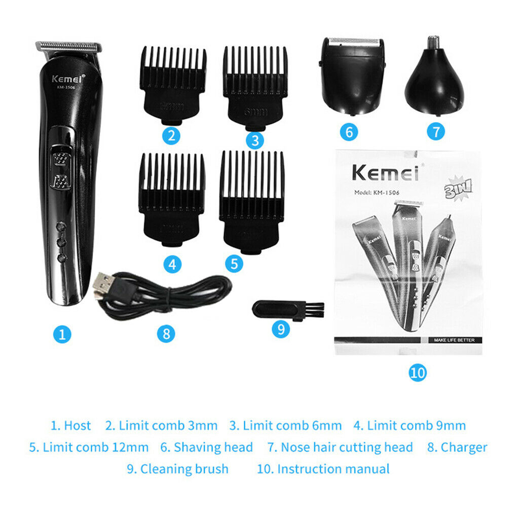 Electric Trimmer Cordless Men's Hair Clipper with Cape Kit Rechargable Home