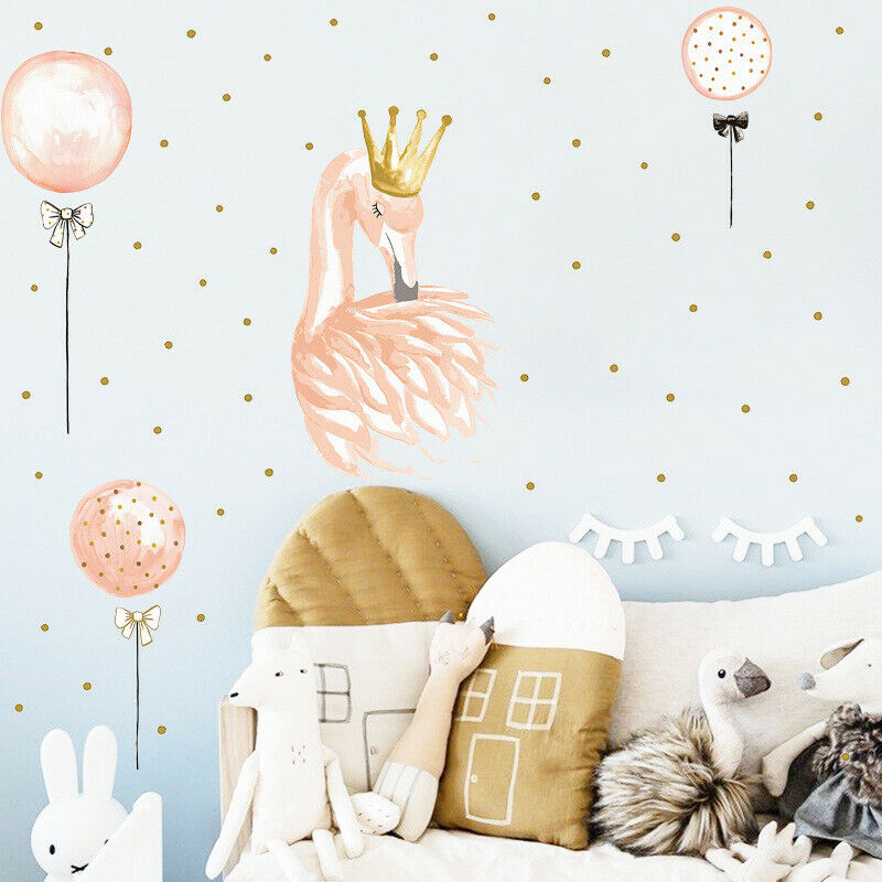 Beautiful Swan Wall Stickers For Kids Girl Home Decor Bedroom Background .l8