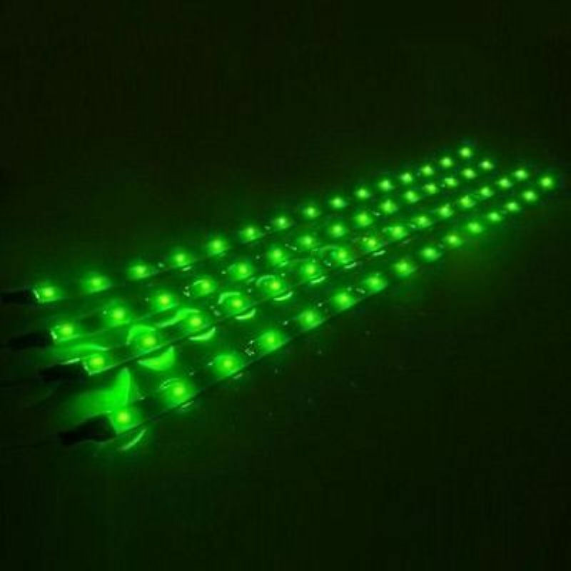 Green 4pcs 30CM/15 LED Car Motors Truck Flexible Strip Light Waterproof 12V BDAU