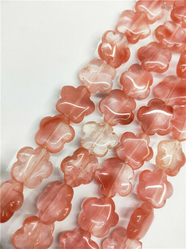 1 Strand 16x6mm Red Cherry Quartz Flower Spacer Loose Beads DIY 15.5inch HH94