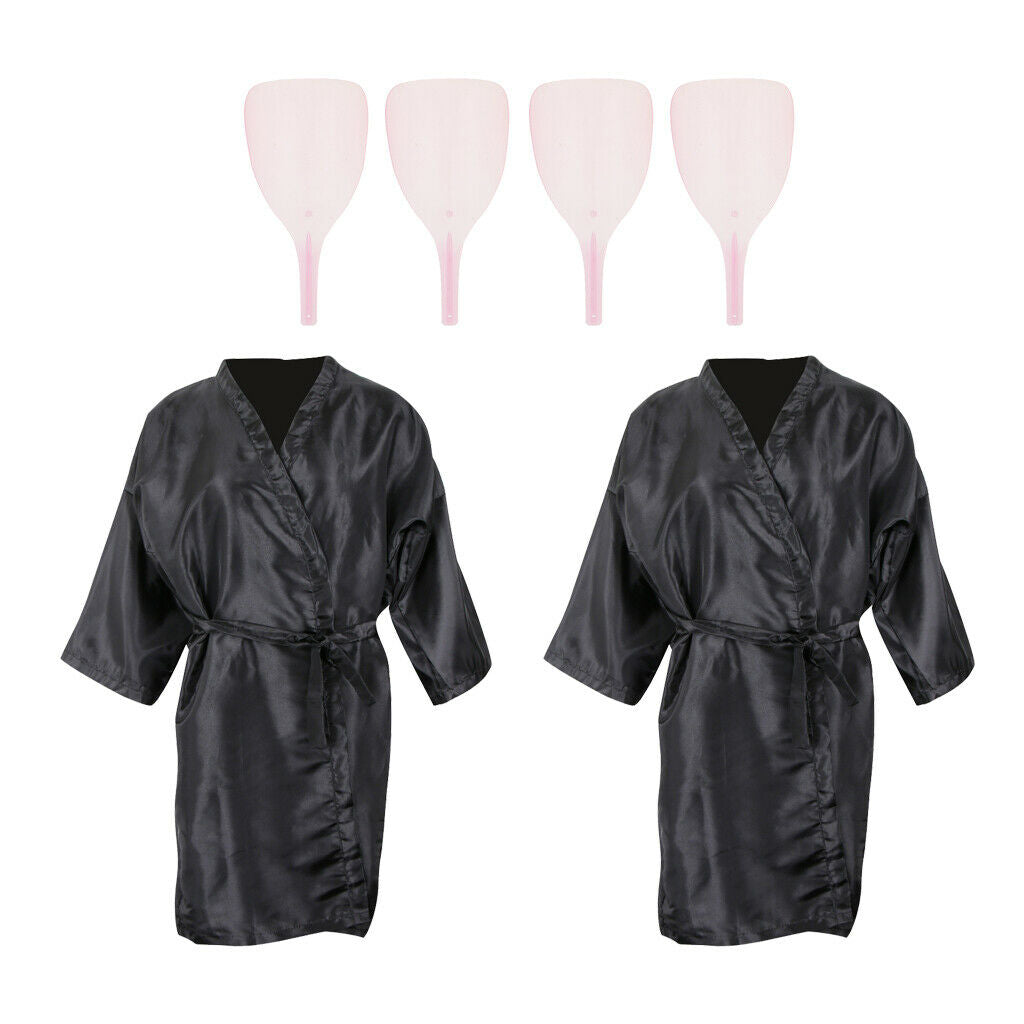 2x Non Stick Hair Cutting Capes Gowns Barber Cloth Apron + Hairspray Masks