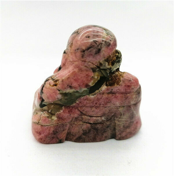 50x47x30mm Natural Pink Rhodonite Carved Buddha Decoration Statue Decor HH7555