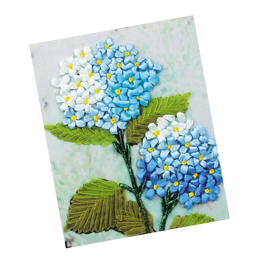2 Pieces Ribbon Embroidery Kit For Beginner Flower Pattern DIY Home Decor