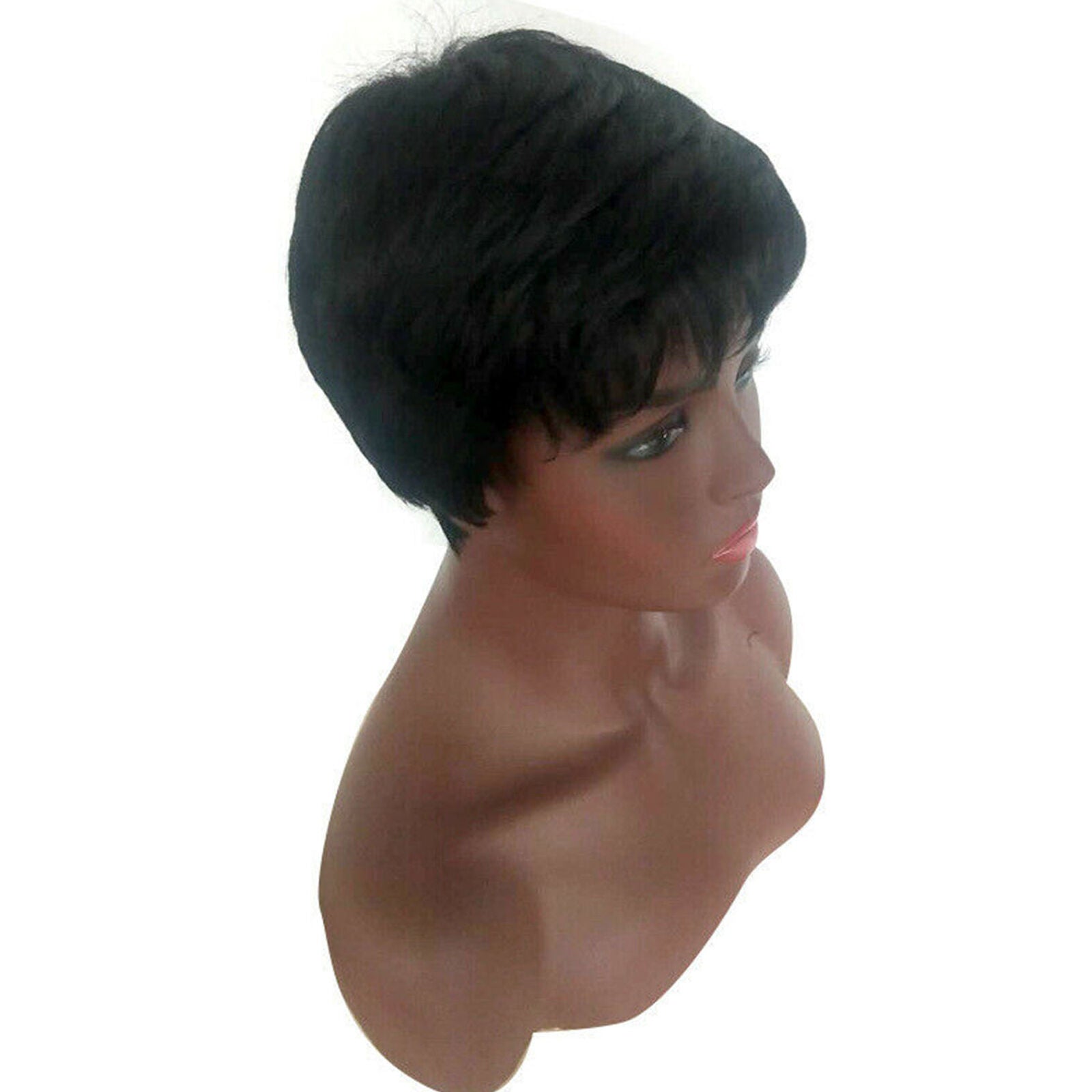 Fashion Women Short Cut Wig Full Wigs Wavy Hair Black Boycut Fiber