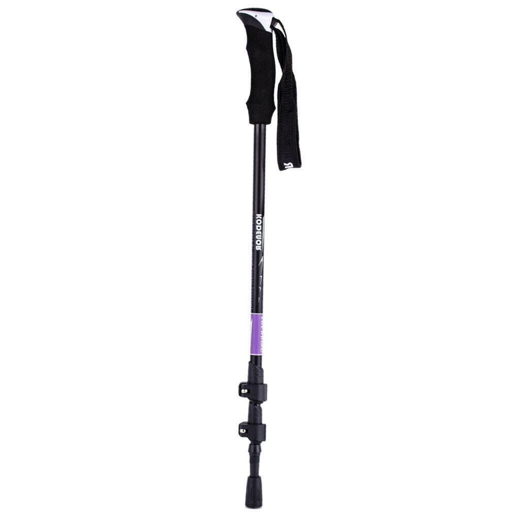 Telescopic Hiking Trekking Pole Adjustable Alloy Walking Stick   Purple